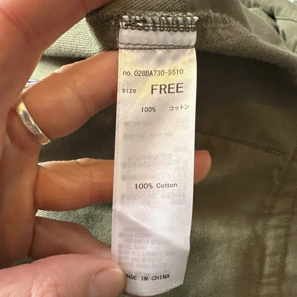 Moussy Olive Green Military Utility Button Front Jacket Logo Belted‎ Size Free